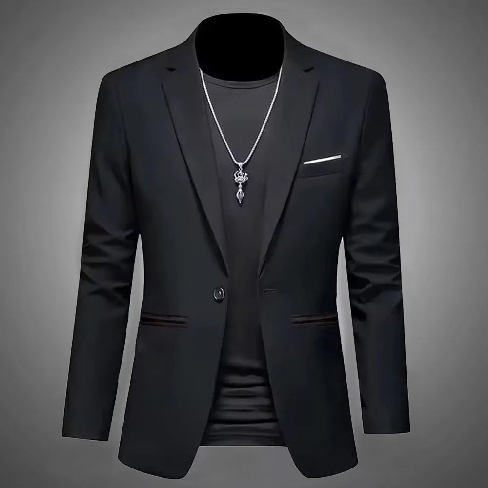 Men's Trendy Leisure Boutique Suit Jacket Autumn Casual Business Slim Fit Non-ironing Single Button Suit Solid Formal Blouse - Chrissy's Eye