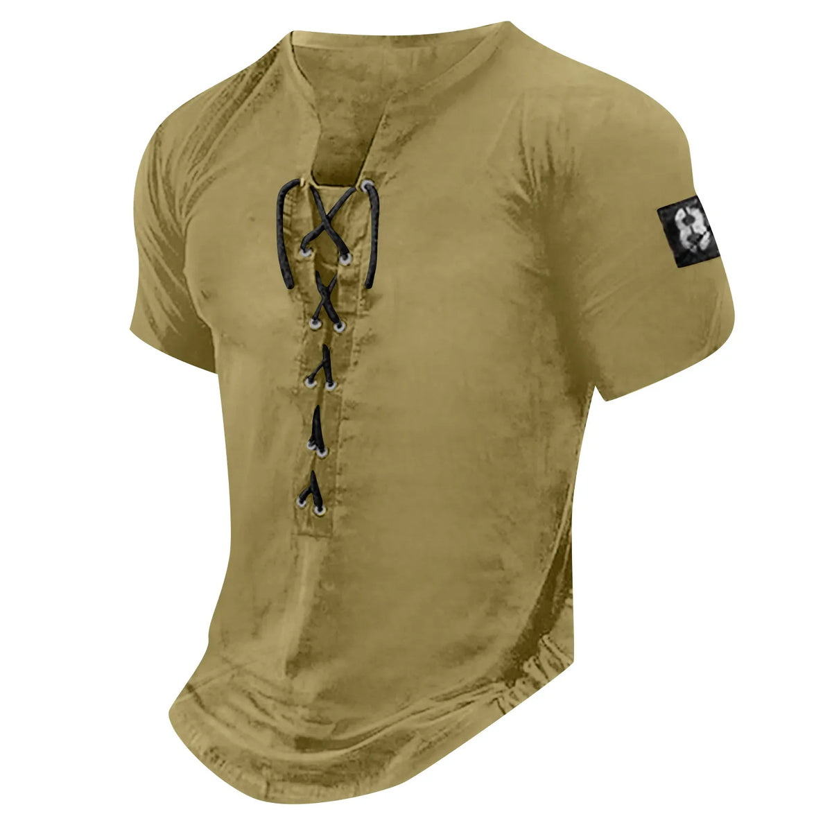 Men'S Short Sleeve T-Shirt Vintage Trend Graphic And Embroidered T-Shirt Drawstring Tie Classic Basic All-Match Tops - Chrissy's Eye