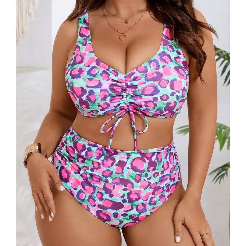 Plus Size High Waist Bikini Women's Push Up plus Size Swimsuit 2026 Summer Mujer Big Size Tummy Control Swimwear Bikini Sets - Chrissy's Eye