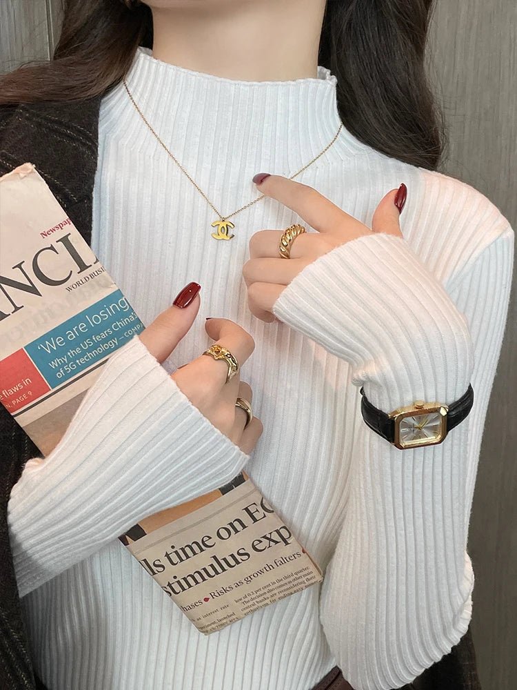 Women's Pullovers Long Sleeve Casual Turtleneck Warm Basic Sweater - Chrissy's Eye