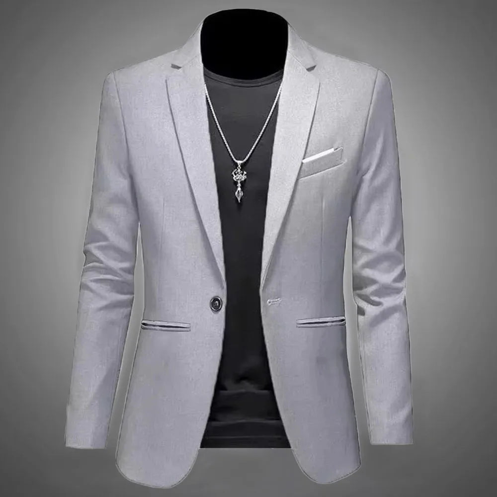 Men's Trendy Leisure Boutique Suit Jacket Autumn Casual Business Slim Fit Non-ironing Single Button Suit Solid Formal Blouse - Chrissy's Eye