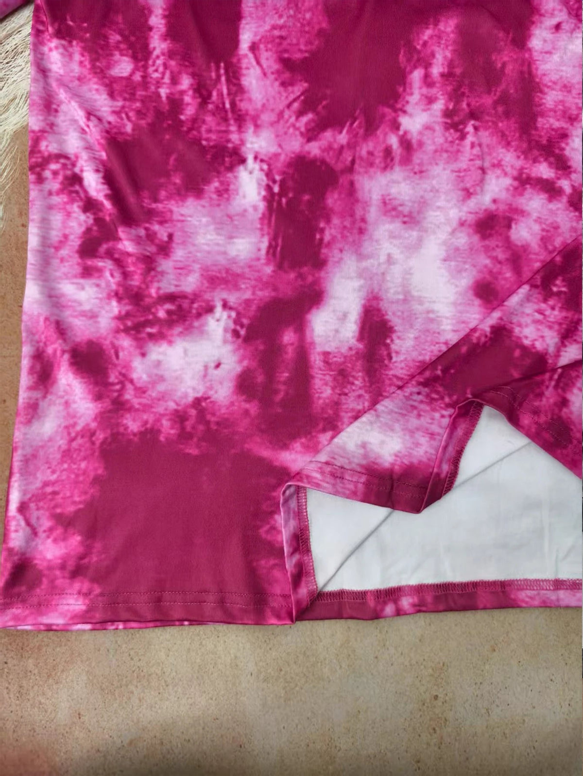 plus size women's tie dye printed long sleeved T-shirt made of polyester knitted fabric elegant lace up casual and comfortable - Chrissy's Eye