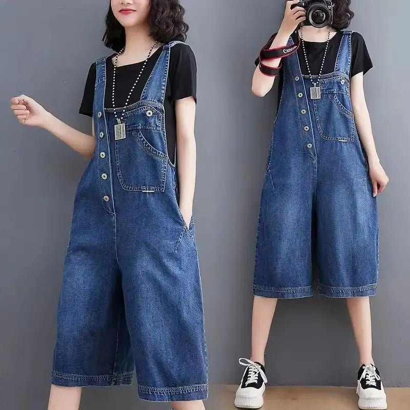 Women's Denim Pants 2025 Spring Summer Solid Color Korean Version Ladies Backstraps Pants Fashion Appear Thin Lady Trousers - Chrissy's Eye