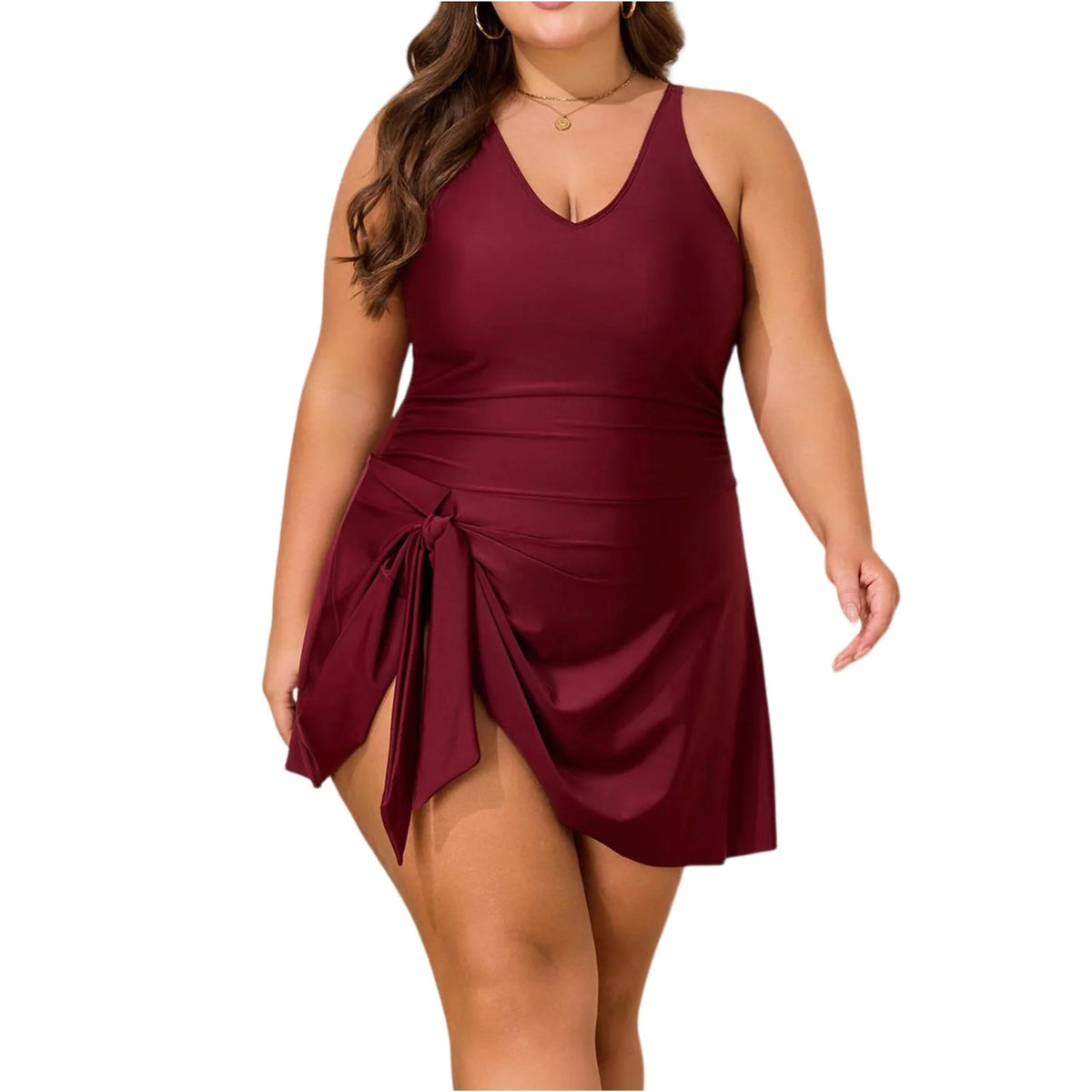 Solid Plus Size Drees Swimwear Women Strapped Large Dress One Piece Swimsuit Brazilian Chubby Big Bathing Suit Beachwear - Chrissy's Eye