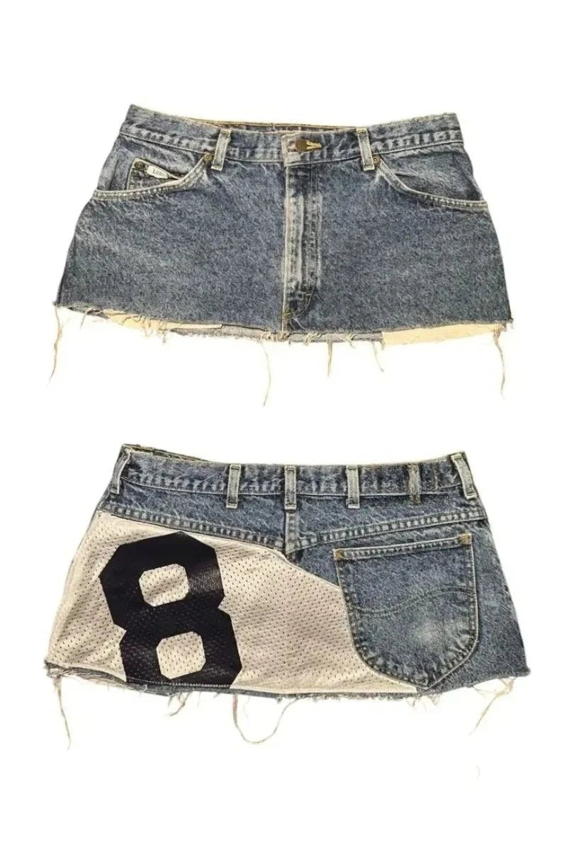 Women's Unique skirt applique print denim - Chrissy's Eye