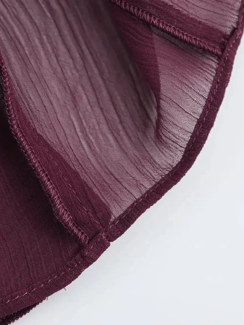 2026 Summer Chic Women's Elegant Loose Long Sleeve Layered Shirts Office Lady Vintage V-neck Translucent Tierred Ruffles Blouses - Chrissy's Eye