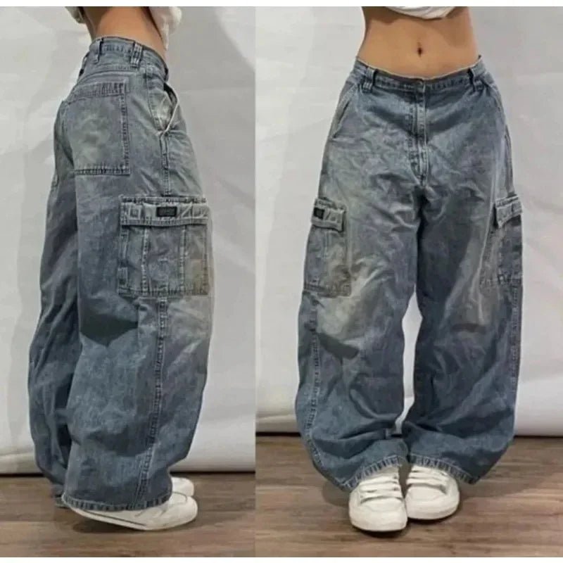 Y2K American New Fashion Tiger Print Loose Jeans Women High Street Harajuku Wind Trend Casual Joker High Waist Wide Leg Pants - Chrissy's Eye