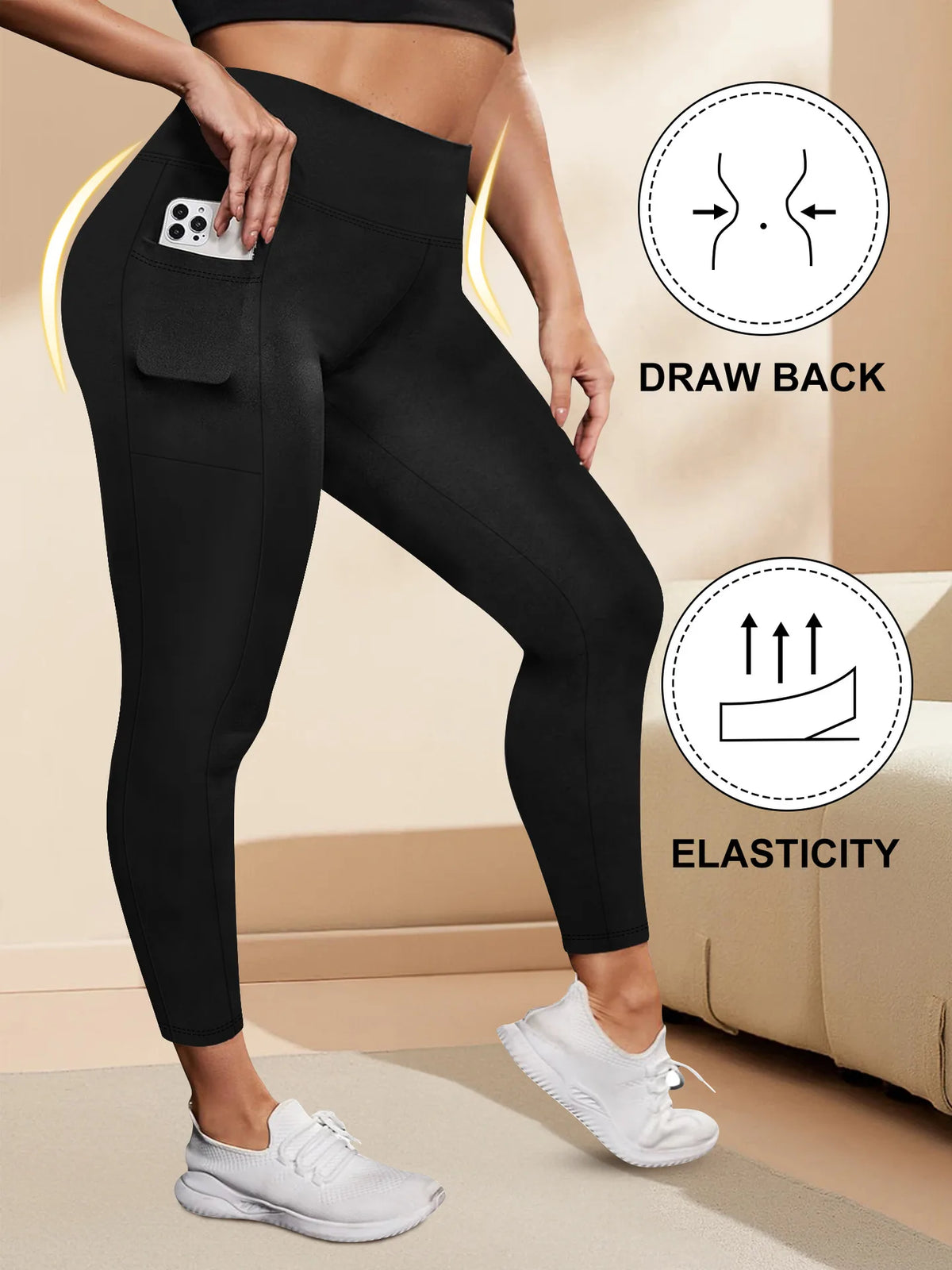Women's High-Waisted Yoga Pants Plus Size Butt-Lifting Workout Leggings with Pockets Elastic Activewear for Gym & Running - Chrissy's Eye