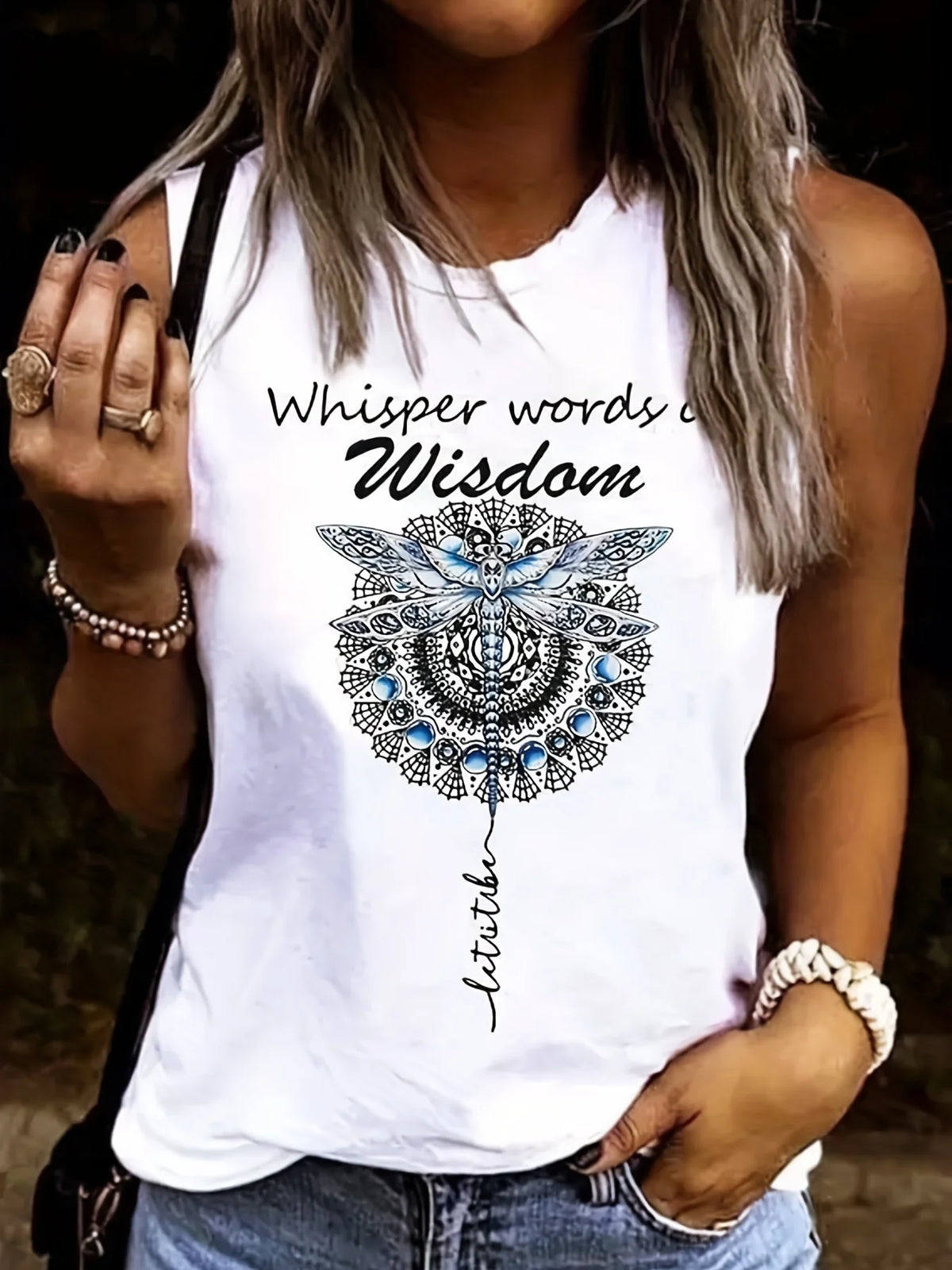 Women's casual fashion plus size summer fashion pattern printed round neck sleeveless vest - Chrissy's Eye