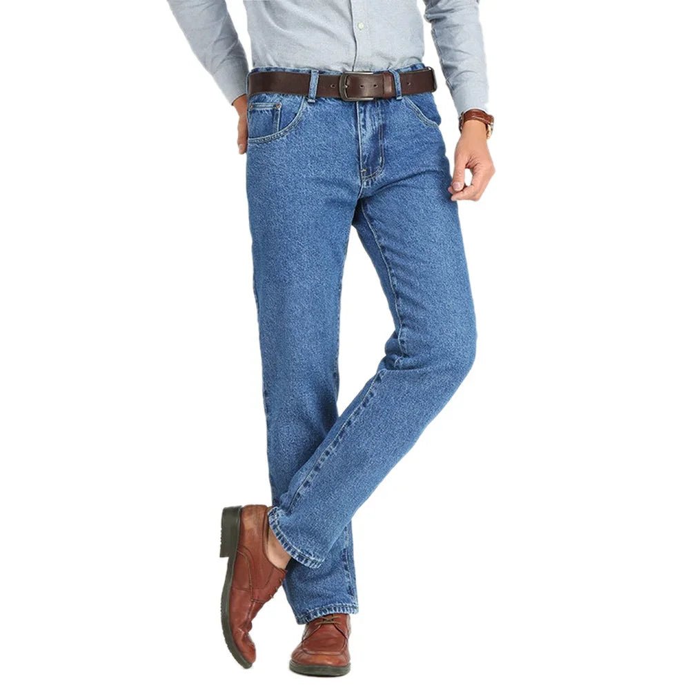 Men Business Jeans Classic Spring Autumn Male Cotton Straight Stretch Brand Denim Pants Summer Overalls Slim Fit Trousers 2021 - Chrissy's Eye