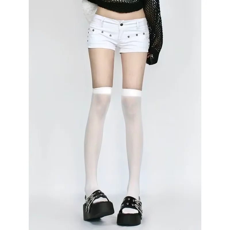 Y2k Streetwear Harajuku E-girl Summer Women 2000s Grunge Kpop Japanese Gyaru Low Rise Jean Shorts Slim Denim Hot Pants Trashy - Chrissy's Eye