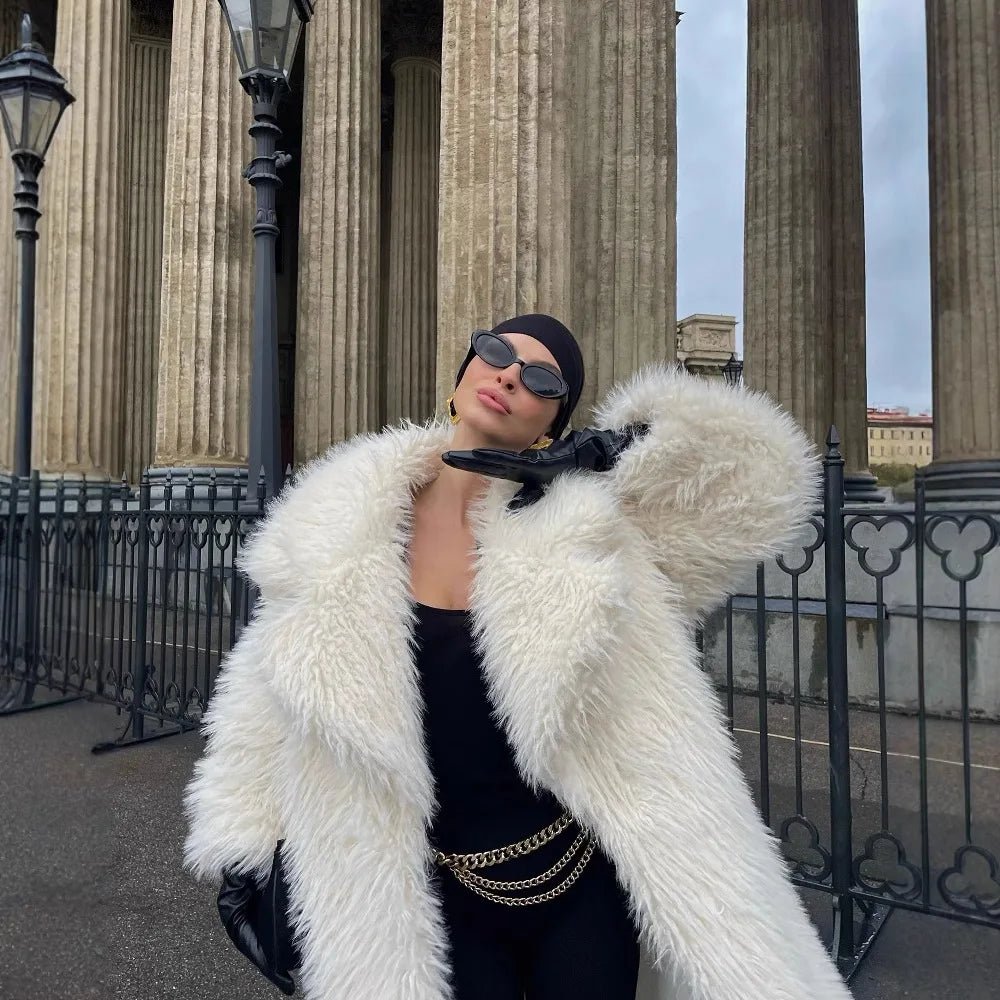 Elegant Women's Mink Fur Overcoat Solid Waist-cinching Fur Coat For Lady Luxury Long Furry - Chrissy's Eye