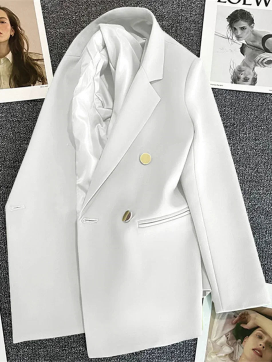 Women Suit Blazer Elegant Coat 2025 Spring Autumn Fashion Korean Blazer Luxury Double Breasted Jacket Solid Ladies Tops Clothes - Chrissy's Eye