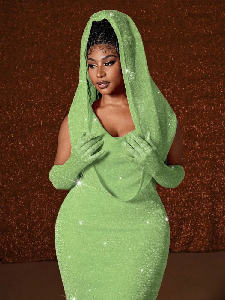 Plus Size Hat Sexy Waistband Hot Gold Fish Tail Swing Long Solid Colour Fishtail Slim Package Hip Dress Hooded - Chrissy's Eye