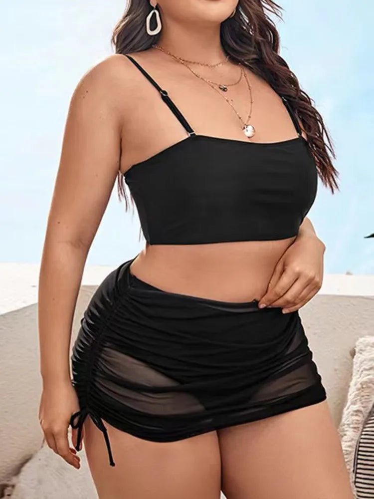 Plus Size High Waist Bikini Women's Push Up Large Size Swimsuit 2025 Summer Mujer Big Size Tummy Control Swimwear Bikini Sets - Chrissy's Eye