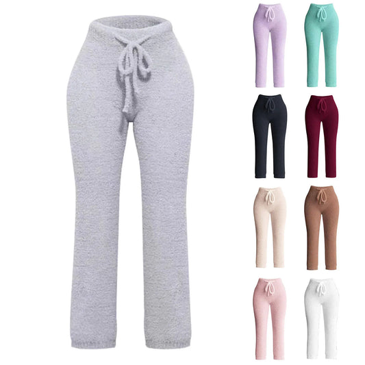 Women Lounge Pants Knitting Fleece Warm Autumn Winter Yoga Pants Butt Lifting Casual Solid Elastic Waist Workout Sweatpants by ChrissysEye