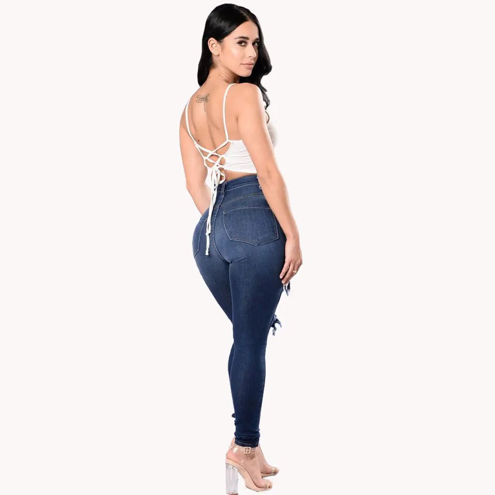 HOLE Denim Women's High Waist Ripped Jeans Skinny-Jeans - Chrissy's Eye