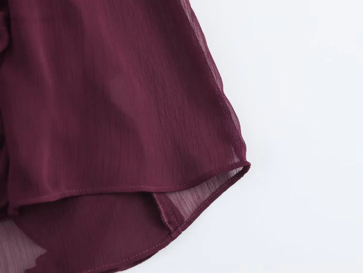 2026 Summer Chic Women's Elegant Loose Long Sleeve Layered Shirts Office Lady Vintage V-neck Translucent Tierred Ruffles Blouses - Chrissy's Eye