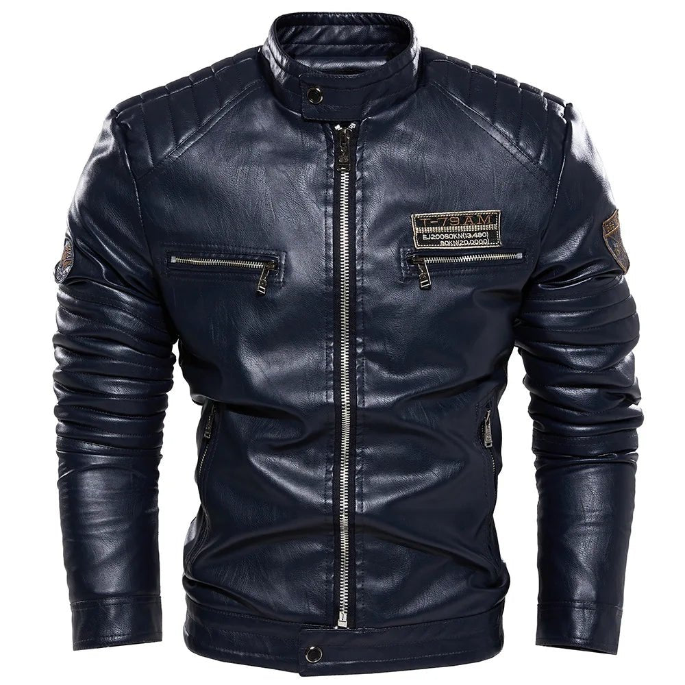Men's Slim-Fit Faux-Leather Zip-Up Jacket - Chrissy's Eye