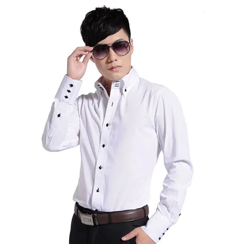 Dress Shirt for Men Button-down Collared Formal Business Long Sleeve Casual Fashion Slim Fit - Chrissy's Eye