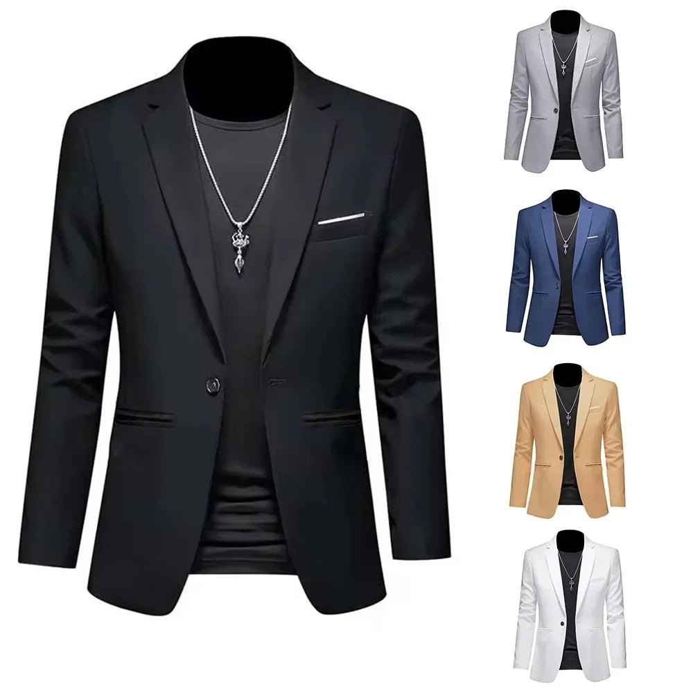 Men's Trendy Leisure Boutique Suit Jacket Autumn Casual Business Slim Fit Non-ironing Single Button Suit Solid Formal Blouse - Chrissy's Eye