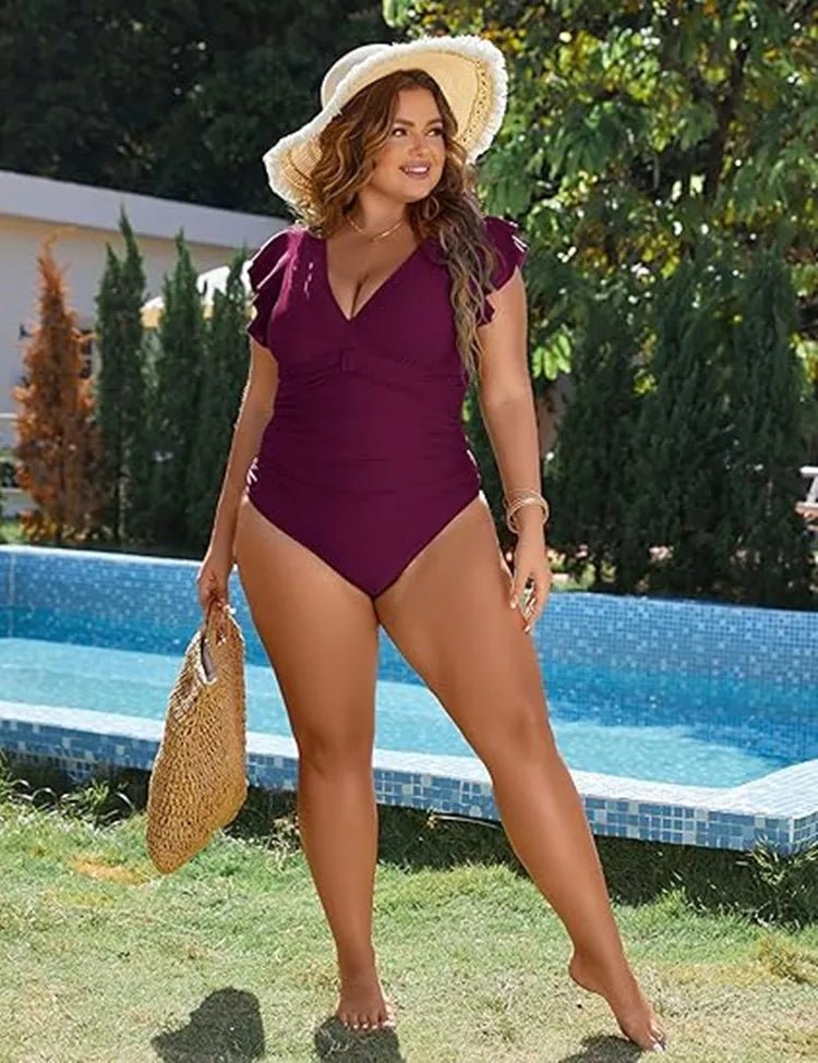 One Piece Swimsuits For Women Plus Size Swimwear Solid Push Up Beach Swimsuit Tummy Control Monokini Bathing Suit - Chrissy's Eye