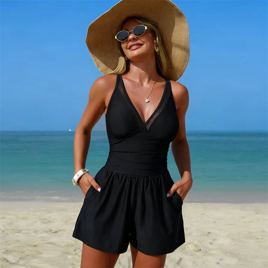 One Piece Swimsuits For Women Low Cut Sexy Adult Bathing Suit With Chest Pad Female Swim Jumpsuit Beachwear Vacation Pool - Chrissy's Eye
