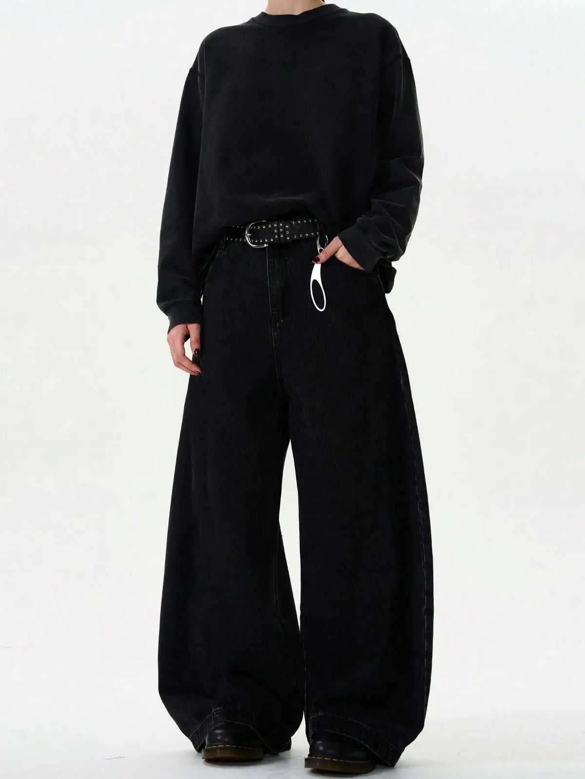 High Streets Spring Summer Men's Jeans American Baggy Wide Leg Curved Knife Denim Pants Loose Solid Color Male Trendy Trousers - Chrissy's Eye