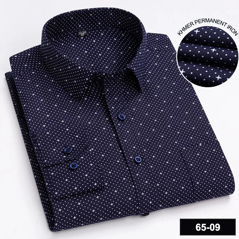 Men's Long Sleeve Shirt High-quality Fashion Casual Print Plaid Stripe Single Pocket - Chrissy's Eye