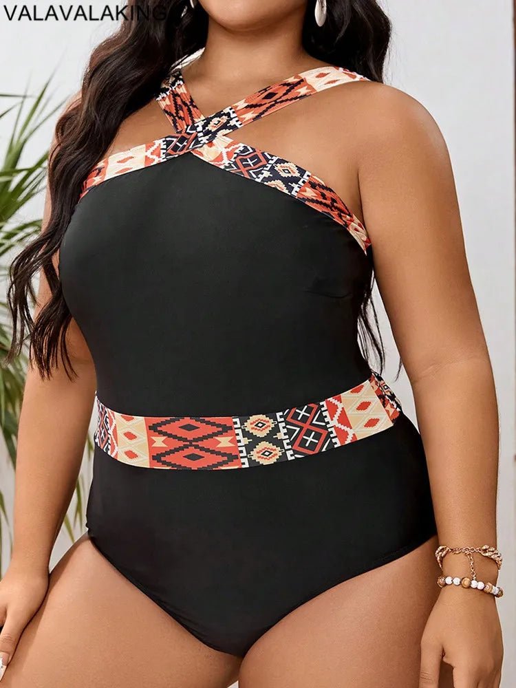 Valavalaking 2026 Sexy Patchwork Plus Size Swimwear Women Push UP Large Big One Piece Swimsuit Curvy Beach Chubby Bathing Suit - Chrissy's Eye