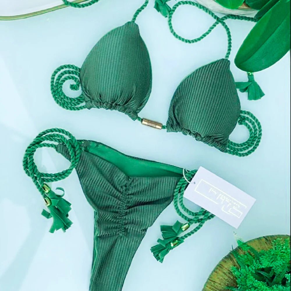 Adjustable Bandage Bikini Set 2023 Swimwear Swimsuit Woman Sexy Bathing Suits Solid Bikinis Triangle Female Summer Beachwear - Chrissy's Eye