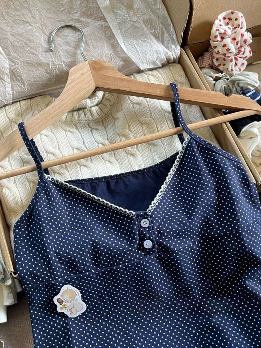 Woman Lace Trim Two Buttons Cotton Cropped Top - Chrissy's Eye