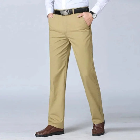 Men's 100% Cotton dress Pants Straight Loose-fit Solid - Chrissy's Eye