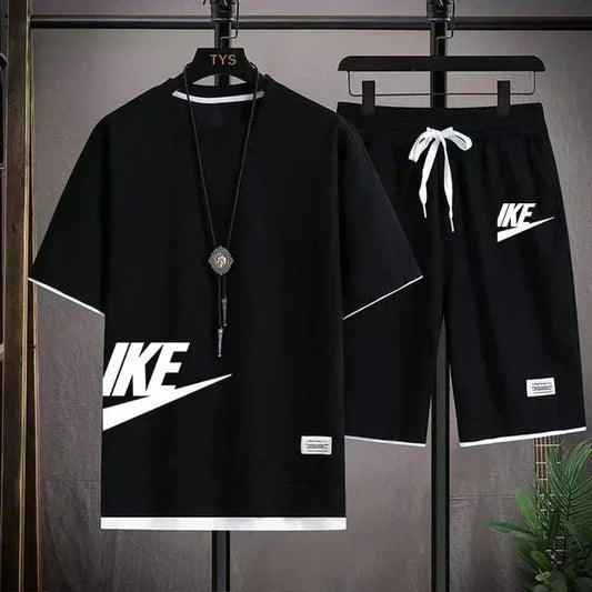 Fashionable, casual and trendy men's sportswear set, short-sleeved T-shirt and outdoor summer sports shorts set, new size M-3XL - Chrissy's Eye