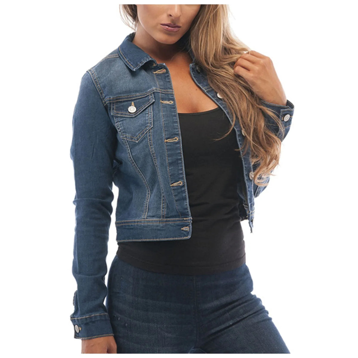 New Long Sleeve Winter Slim White Black Jeans Jacket For Women Solid Denim Woman Tops Short Coat Ladies Jackets Outerwear - Chrissy's Eye