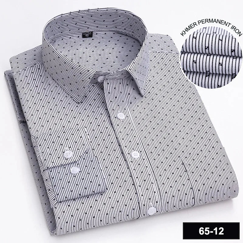 Men's Long Sleeve Shirt High-quality Fashion Casual Print Plaid Stripe Single Pocket - Chrissy's Eye