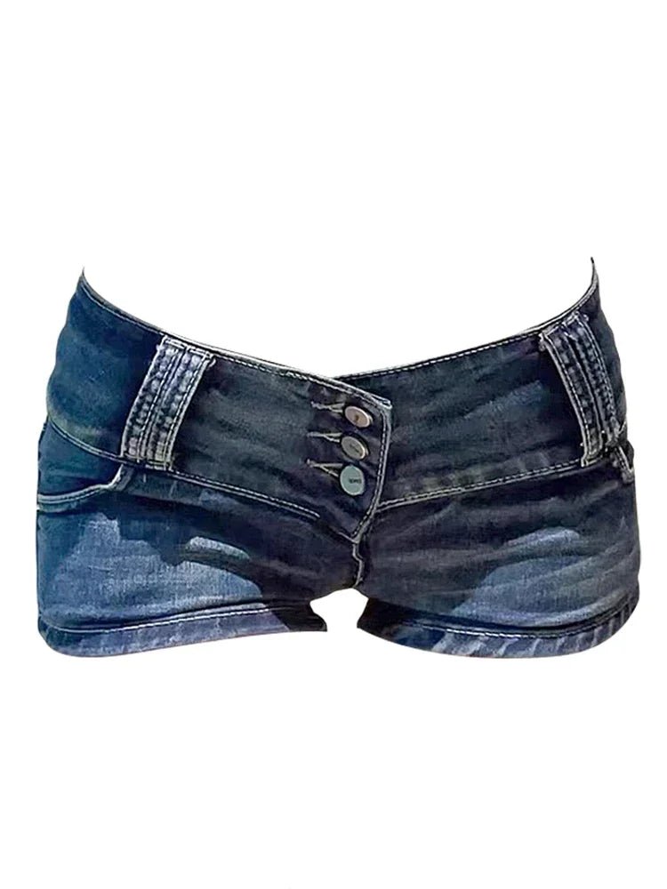 Y2k Streetwear Harajuku E-girl Summer Women 2000s Grunge Kpop Japanese Gyaru Low Rise Jean Shorts Slim Denim Hot Pants Trashy - Chrissy's Eye