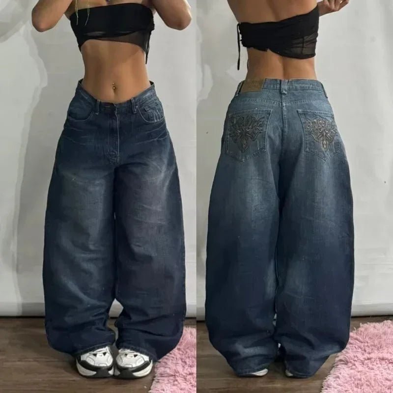 Y2K American New Fashion Tiger Print Loose Jeans Women High Street Harajuku Wind Trend Casual Joker High Waist Wide Leg Pants - Chrissy's Eye
