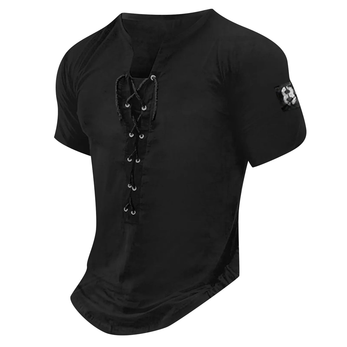Men'S Short Sleeve T-Shirt Vintage Trend Graphic And Embroidered T-Shirt Drawstring Tie Classic Basic All-Match Tops - Chrissy's Eye