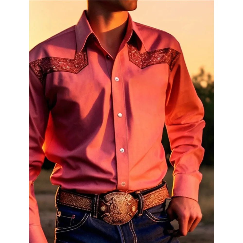 Men's Two-Tone Western-Style Button-Up Shirt - Chrissy's Eye