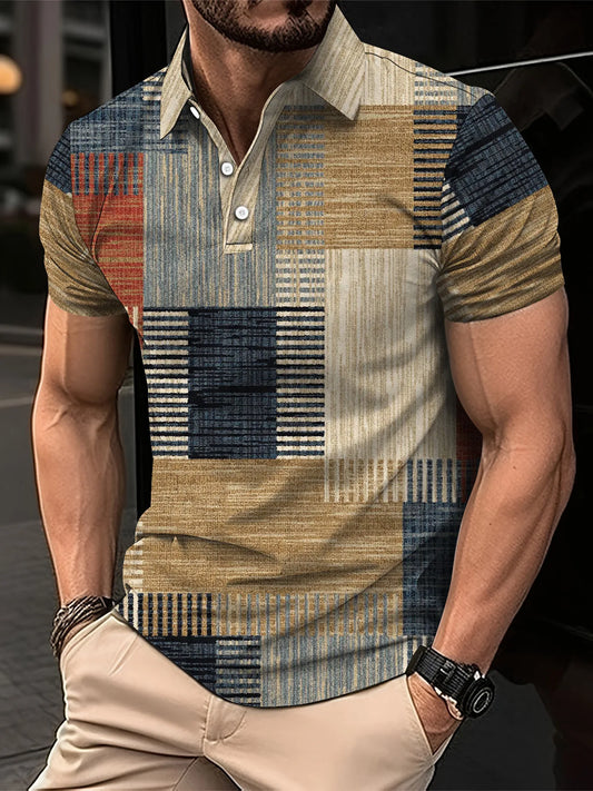 Men's POLO Shirt Printed Button Short Sleeve Tops by Chrissy'seye