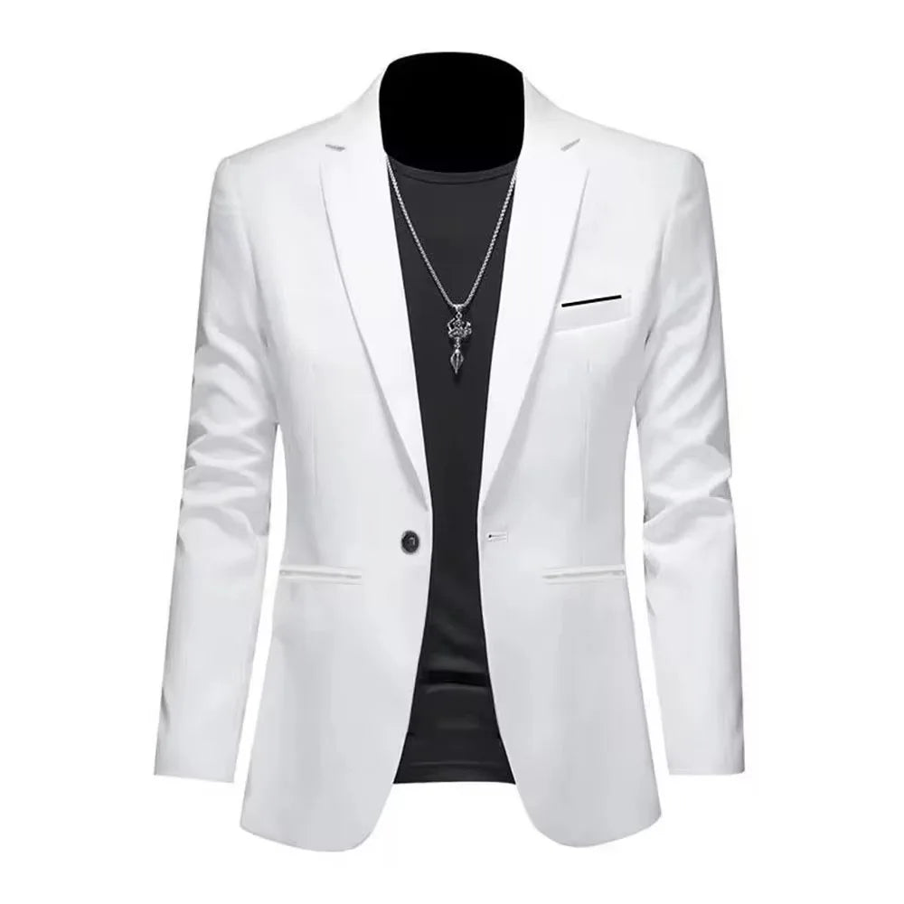 Men's Trendy Leisure Boutique Suit Jacket Autumn Casual Business Slim Fit Non-ironing Single Button Suit Solid Formal Blouse - Chrissy's Eye