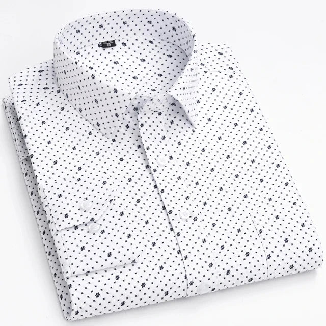 Men's Long Sleeve Shirt High-quality Fashion Casual Print Plaid Stripe Single Pocket - Chrissy's Eye