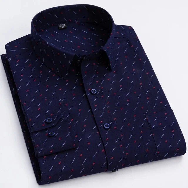 Men's Long Sleeve Shirt High-quality Fashion Casual Print Plaid Stripe Single Pocket - Chrissy's Eye