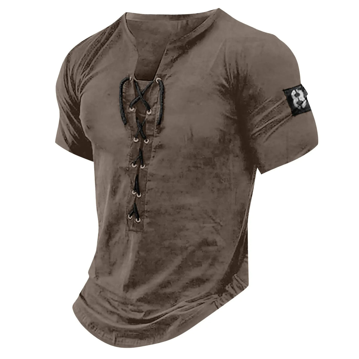 Men'S Short Sleeve T-Shirt Vintage Trend Graphic And Embroidered T-Shirt Drawstring Tie Classic Basic All-Match Tops - Chrissy's Eye