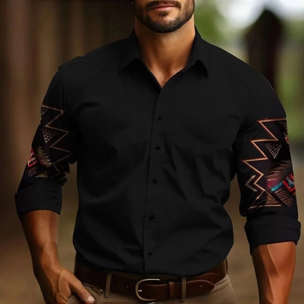 Men's Two-Tone Western-Style Button-Up Shirt - Chrissy's Eye