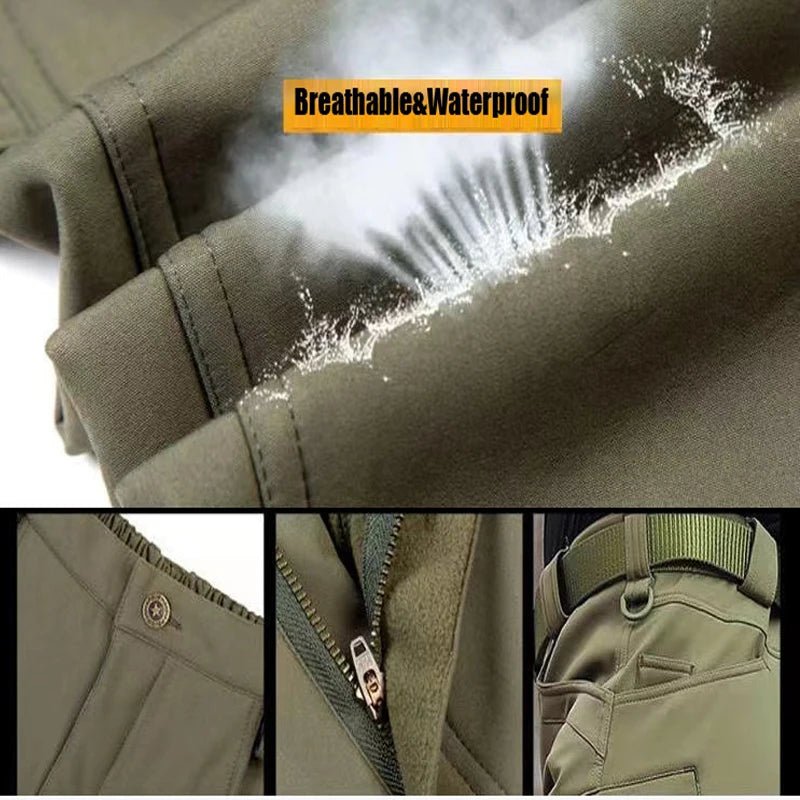 Tactical Military Men Winter Autumn Fleece Waterproof Cargo Pants Hiking Camping Softshell Climbing Casual Warm Combat Trousers - Chrissy's Eye