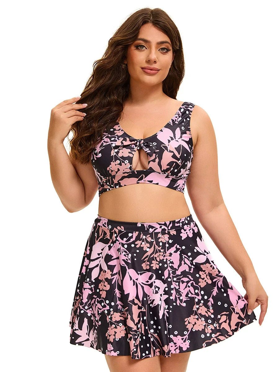 Plus Size 3 Piece Swimsuits For Women Printed Bikini Sets Swimwear Swim Skirt Beach Bathing Suit - Chrissy's Eye