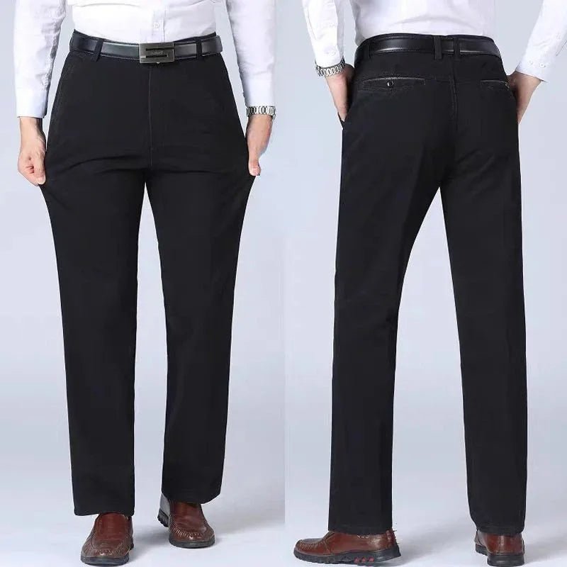 Men's 100% Cotton dress Pants Straight Loose-fit Solid - Chrissy's Eye