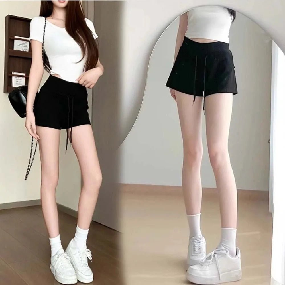 Drawstring High Waist Shorts Pajamas Pants Slim Fit Hot Woman Short Pants Trousers American Style Summer Casual Shorts Office - Chrissy's Eye